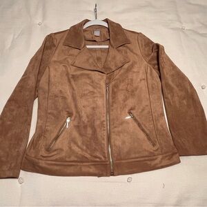 Chicos Brown Faux Suede Women's Moto Jacket